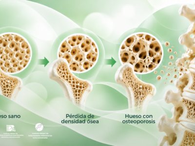 Banner principal del artículo que ilustra la transición desde un hueso sano hasta un hueso con osteoporosis en la Red Hospitalaria Méderi.