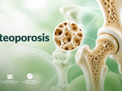 Ilustración médica de la estructura ósea y cadera que explica qué es la osteoporosis y la pérdida de densidad en los huesos.